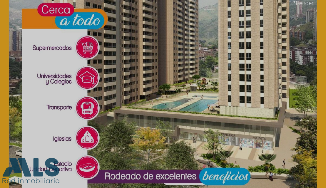 SE VENDE APARTAMENTO EN ACUARELA DEL PARQUE medellin - calasanz