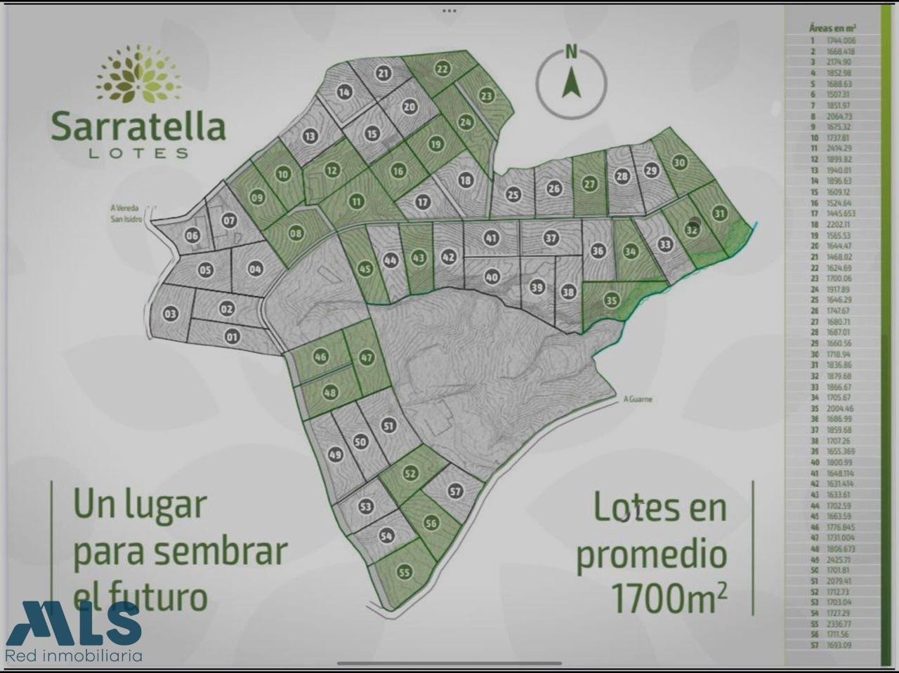 VENTA ESPECTACULAR LOTE EN GUARNE , FORMA PLANA 1700 MTS guarne - san isidro
